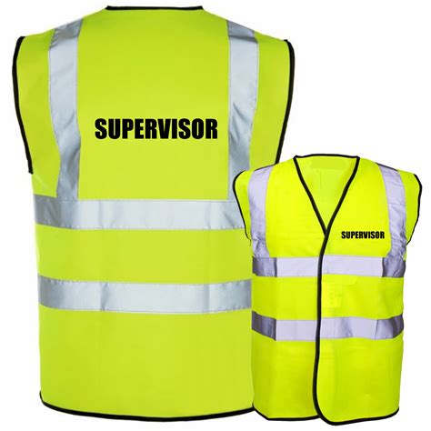 Supervisor Pre Printed Hi Vis Safety Vestwaistcoat En Iso 20471