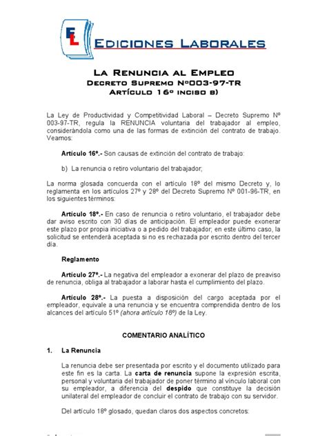 Carta De Renuncia Derecho Laboral Propiedad