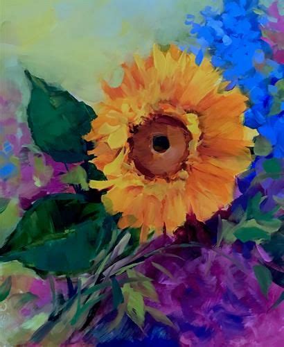 Daily Paintworks Solo Flight Sunflower Original Fine Art For Sale