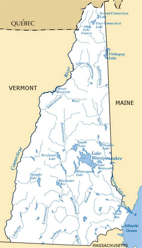 Map Of Lakes In Nh State Coastal Towns Map