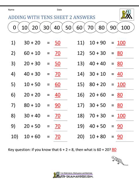 This worksheet is great for teaching students to understand value and is a great introduction to basic maths too, helping them to get some valuable practice with using place value and build their. Adding Tens