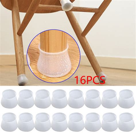 16 Pcs Chair Leg Floor Protectors Transparent Silicon Chair Leg Caps