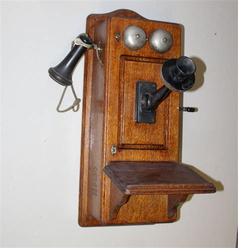 Bargain Johns Antiques Antique Oak Wall Mount Telephone Western