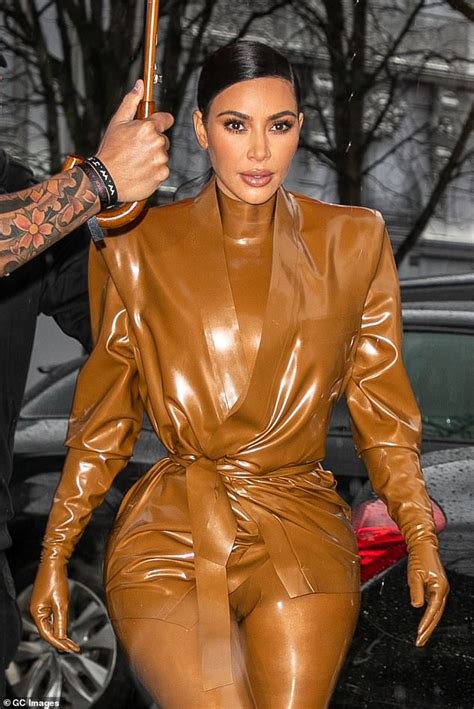 kim kardashian showcases a second balmain latex outfit in paris