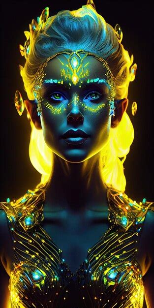Premium Photo Portrait Of A Mystical Fantasy Bioluminescent Neon