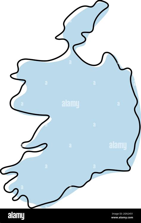 Stylized Simple Outline Map Of Ireland Icon Blue Sketch Map Of Ireland