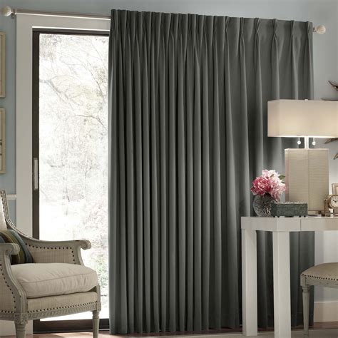 Single Panel Pleated Patio Sliding Door Curtains Insulated Pinch