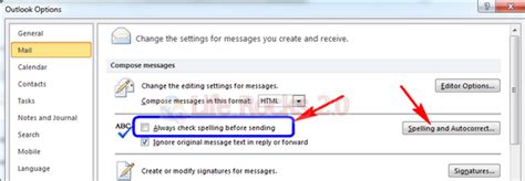 How To Enable Spell Check In Mails In Outlook 2010