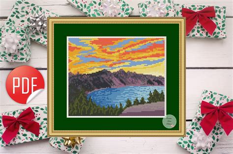 Sunset Cross Stitch Pattern Landscape Cross Stitch Nature Etsy