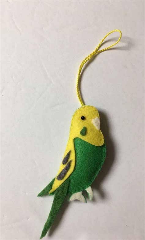Parakeet Ornament Budgie Ornament Felt Green And Yellow Pet Bird T