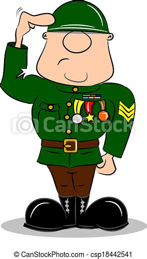 Eps Vector Of Cartoon Soldier Saluting A Saluting Cartoon Soldier In