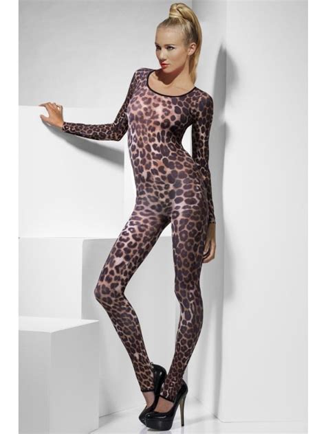 Ladies Sexy Fever Brown Leopard Print Bodysuit Outfit 26811