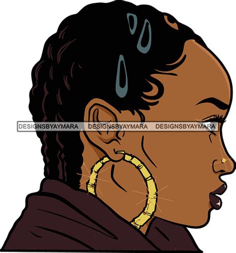 afro urban street black girl babe bamboo hoop earrings sexy short hair designsbyaymara