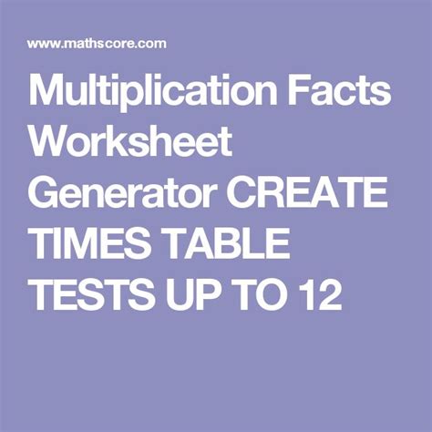 My best friend tests his 5 year old basic math questions. Multiplication Facts Worksheet Generator CREATE TIMES ...