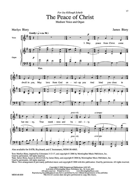Peace In Christ Sheet Music All You Need Infos