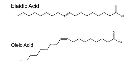 Structures Of Oleic And Elaidic Acids Oleic Acid And Elaidic Acids