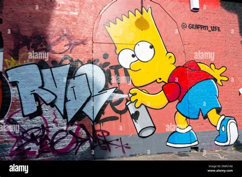 Ein Graffiti Von Bart Simpson Durch Graffiti Leben In Whitechapel