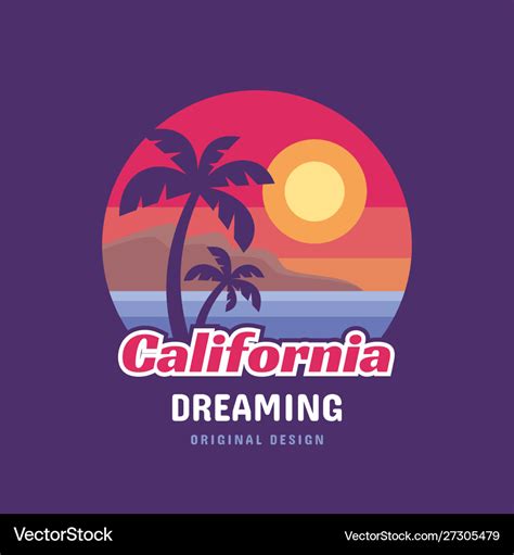 California Dreaming Concept Logo Badge Vector Image