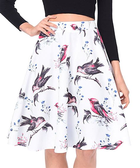 Take A Look At This White And Purple Floral Bird A Line Skirt Today That