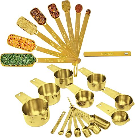 2lbdepot Gold Measuring Spoons For Bakingcooking Set Of 9