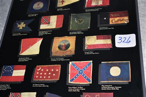 Lot Framed Poster Of Confederate Flags From The Collection Of The
