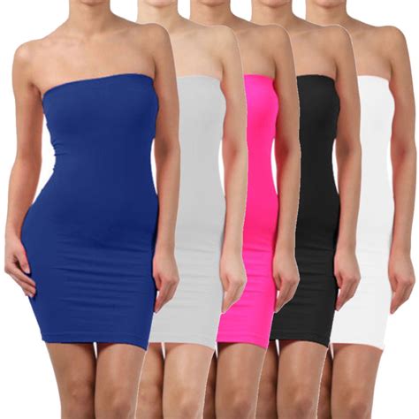 Elastic Tube Mini Dress Strapless Stretch Tight Body Con Seamless One Size Shopee Malaysia