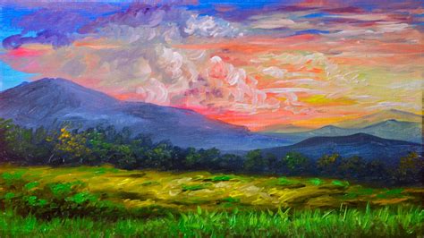 Acrylic painting is a fun and easy way to introduce yourself to art without investing too much time or money. On this step by step painting tutorial SUNSET IN THE ...