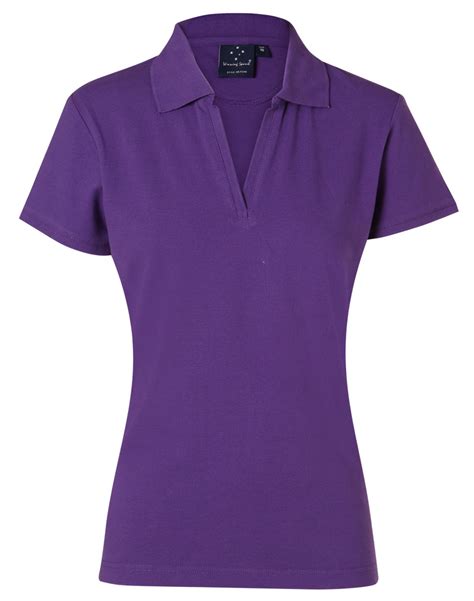 Womens Longbeach Cotton Short Sleeve Polo Purple Uniform Edit