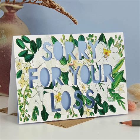 Sorry For Your Loss Paper Cut Sympathy Card By Miss Bespoke Papercuts