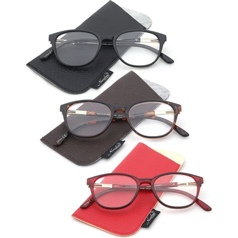3 pairs newbee fashion reading glasses for women vintage style plastic frame metal spring
