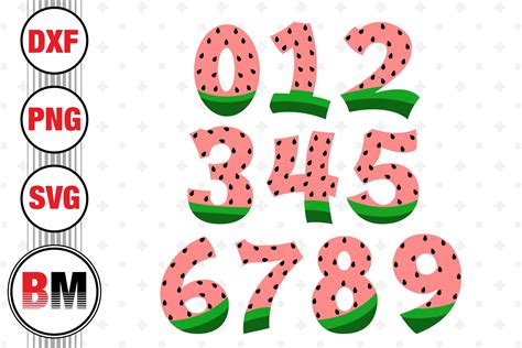 Watermelon Numbers Svg Png Dxf Files By Bmdesign Thehungryjpeg