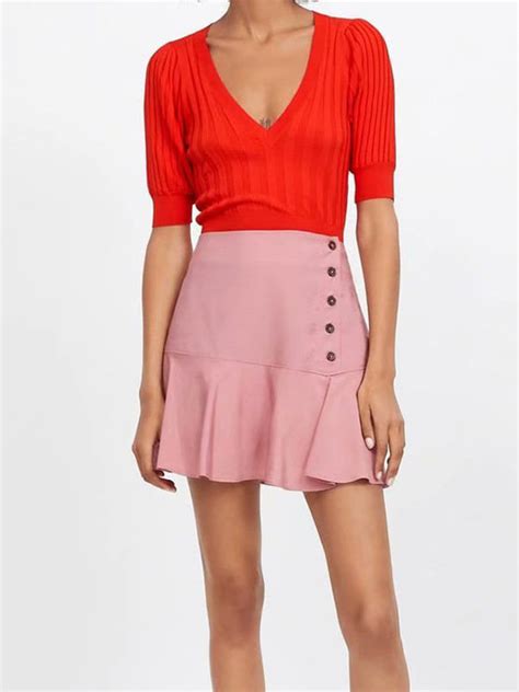 Wholesale Fashion Ruffled Hem Pink Short Skirt Lpa061003pn Wholesale7