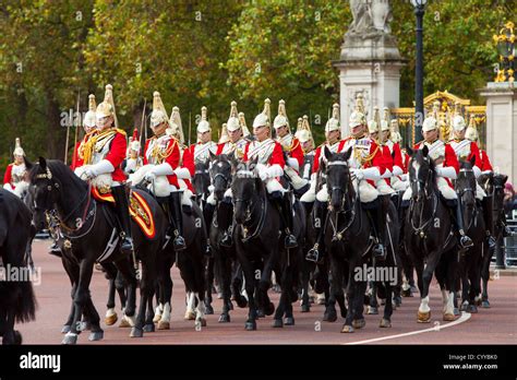 Members Of The Household Cavalry The Life Guards At Buckingham Palace
