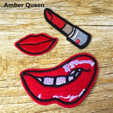 Popular 6pcs Kissing Patch Clothing Accessories Red Liplipstick