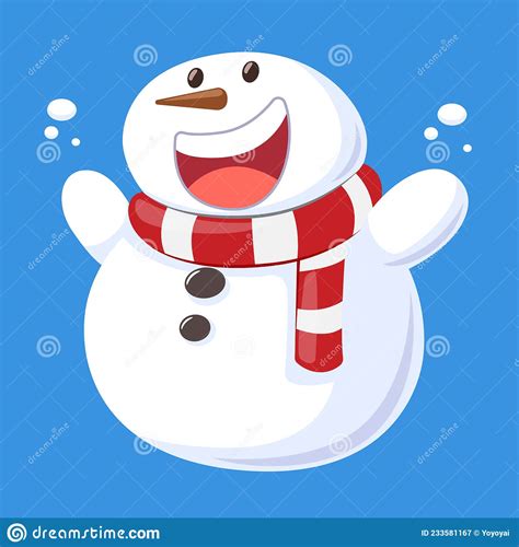 Cute Snowman Cartoon Image Standing With Arms Vector Stock Vector