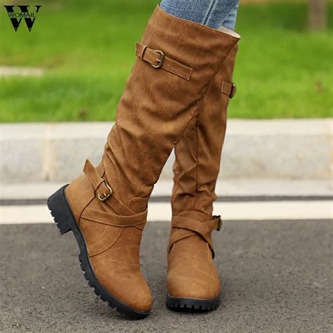 high boots female winter boots ladies zip punk military combat army boots women over the knee