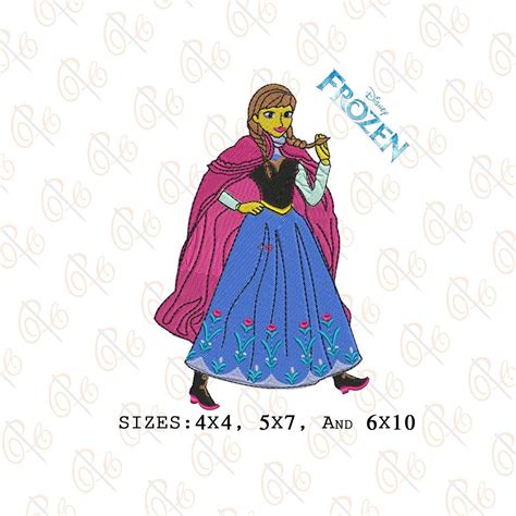 frozen princess anna machine embroidery design 4x4 5x7 6x10 hoop disney princess anna