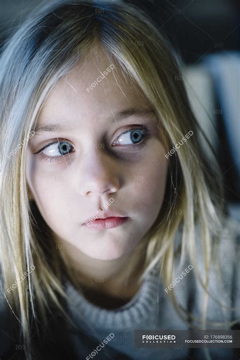 Beautiful Blonde Preteen Girl With Big Blue Eyes Looking The Best