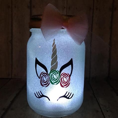 Rose Unicorn Glitter Lantern 16oz Pint Size Mason Jars Tea Etsy