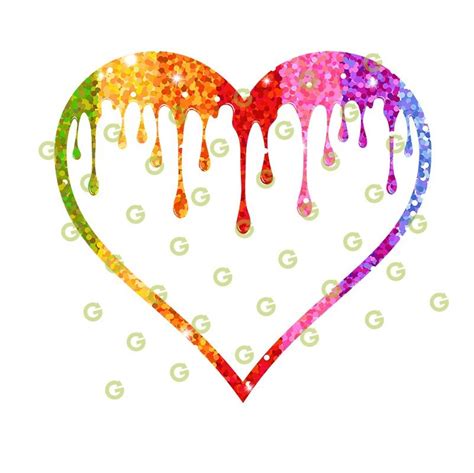 Rainbow Dripping Heart Svg For Cricuit Silhouette And Crafts