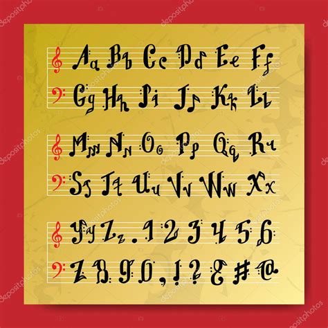 Musical Decorative Education Music Notes Alphabet Font Hand Mark