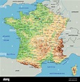 Mapa físico de Francia con alto detalle y etiquetado Imagen Vector de ...