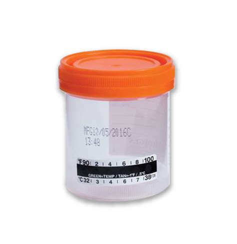 Specimen Container 90 Ml Sterile Temp Strip Verify Diagnostics