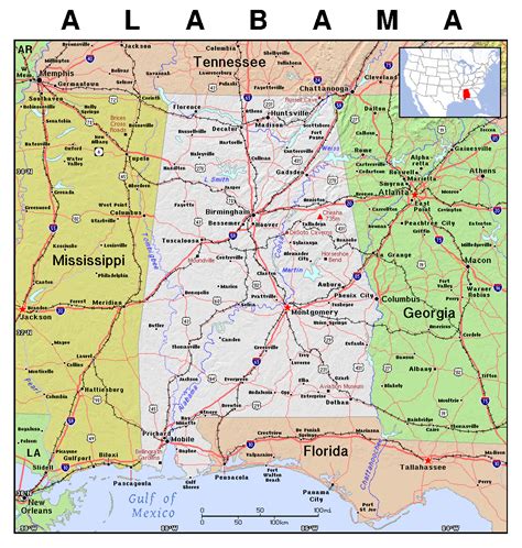 Detailed Map Of Alabama State Alabama State Detailed Map