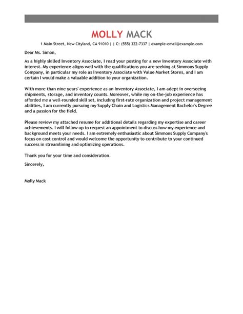 Best Inventory Associate Cover Letter Examples | LiveCareer