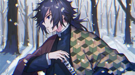 Demon slayer kimetsu no yaiba wallpapers. Demon Slayer Giyuu Tomioka With Backround Snow Falling And Trees HD Anime Wallpapers | HD ...