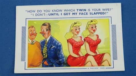 Risque Bamforth Comic Postcard 1950s Blonde Big Boobs Twins Theme 890 Picclick