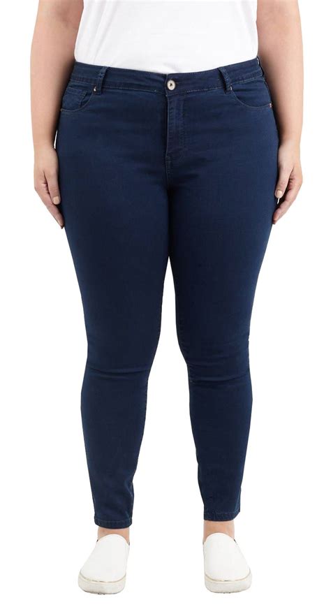 Womens Plus Size Stretch Denim Skinny Jeans With Zip And Pocket Bottoms