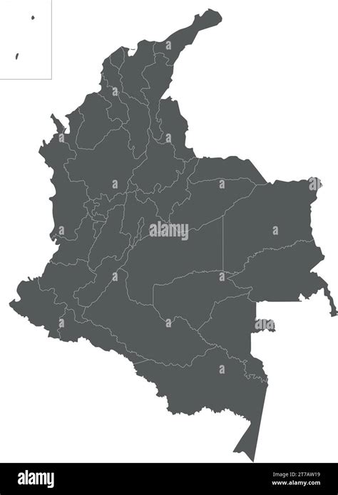 Carte vierge vectorielle de la Colombie avec les départements la