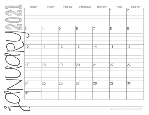 2021 Lined Monthly Calendars Landscape Full Year Printable Etsy
